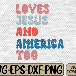 WTMWEBMOI066 09 2 Loves J-esus And America Too Vintage 4th of July Svg, Eps, Png, Dxf, Digital Download