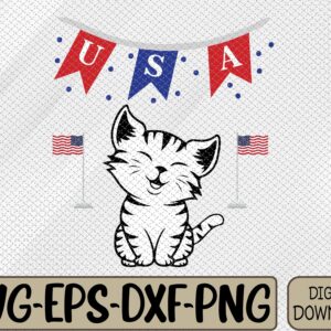 WTMWEBMOI066 09 41 USA Cat American Flag Svg, Eps, Png, Dxf, Digital Download
