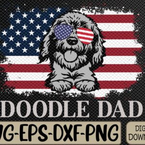 WTMWEBMOI066 09 43 Mens Doodle Dad Goldendoodle Dog American Flag 4th of July Svg, Eps, Png, Dxf, Digital Download