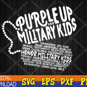 WTMWEBMOI123 04 3 Purple up for Military Kids Month of the Military Child Svg, Eps, Png, Dxf, Digital Download