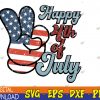 WTMWEBMOI123 04 306 Peace Sign Hand Happy 4th Of July svg, 4th of July, Groovy USA Svg, Eps, Png, Dxf, Digital Download