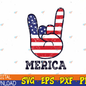 WTMWEBMOI123 04 329 Merica Rock Sign 4th Of July American USA Flag Patriotic Svg, Eps, Png, Dxf, Digital Download
