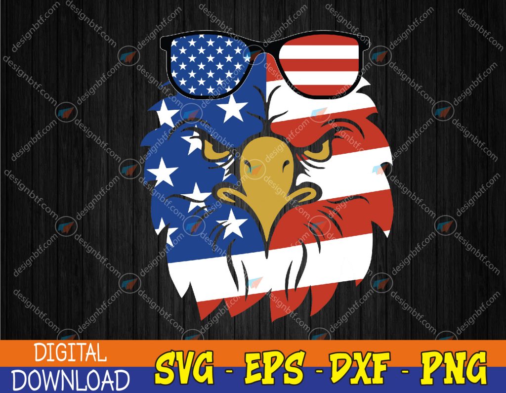 Patriotic Eagle – 4th of July Sunglass USA American Flag Svg, Eps, Png ...