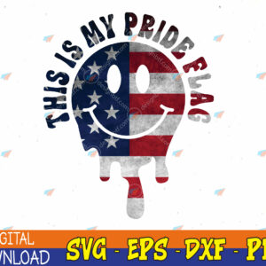 WTMWEBMOI123 04 345 This Is My Pride Flag USA Happy Face American 4th of July Svg, Eps, Png, Dxf, Digital Download