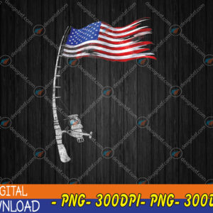 WTMWEBMOI123 04 347 Vintage Fishing Rod American Flag Funny Fishing Svg, Eps, Png, Dxf, Digital Download