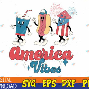 WTMWEBMOI123 04 364 Retro America Vibes svg, 4th July Svg, Eps, Png, Dxf, Digital Download