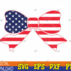 WTMWEBMOI123 04 373 Flag Bow 4th of July, Stars and Stripes Baby Svg, Eps, Png, Dxf, Digital Download