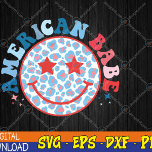 WTMWEBMOI123 04 380 American Girls Babe Leopard Smile Face 4th of July Svg, Eps, Png, Dxf, Digital Download