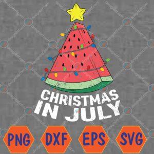 WTMWEBMOI066 04 105 Christmas In July Summer Watermelon Xmas Tree Men Women Kids Svg, Eps, Png, Dxf, Digital Download