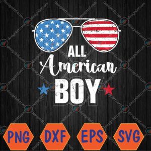WTMWEBMOI066 04 22 All American Boy 4th Of July USA Sunglasses Family Matching Svg, Eps, Png, Dxf, Digital Download