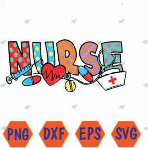 WTMWEBMOI066 04 234 Nursing Nurse Heartbeat Stethoscope Nursing Students Svg, Eps, Png, Dxf, Digital Download
