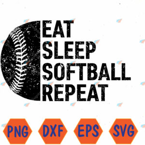 WTMWEBMOI066 04 240 Eat Sleep Softball Repeat Svg, Eps, Png, Dxf, Digital Download