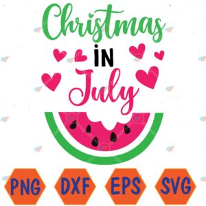 WTMWEBMOI066 04 58 Christmas In July Watermelon Xmas Tree Summer Men Women Kids Svg, Eps, Png, Dxf, Digital Download