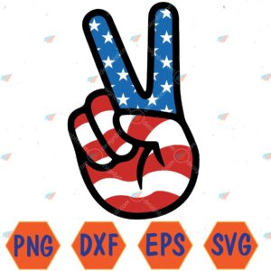 WTMWEBMOI066 04 82 American Flag Peace Sign Hand Tank Top Svg, Eps, Png, Dxf, Digital Download