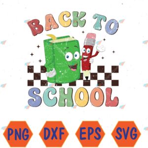 WTMWEBMOI066 04 93 Back to school Book Pencil Teacher Kids Retro Svg, Eps, Png, Dxf, Digital Download