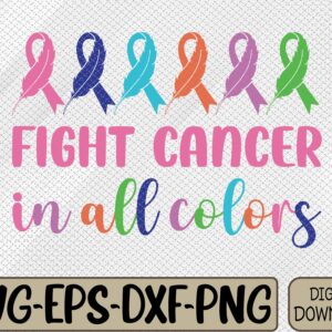 WTMWEBMOI066 09 193 Fight Cancer In All Color Feather Breast Cancer Awareness Svg, Eps, Png, Dxf, Digital Download