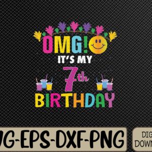 WTMWEBMOI066 09 256 Kids OMG It's My 7th Birthday Cute 7 Year Old Birthday Party Svg, Eps, Png, Dxf, Digital Download