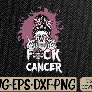 WTMWEBMOI066 09 66 scaled Fuck Breast Cancer Warrior Pink Ribbon Messy Bun Hair Svg, Eps, Png, Dxf, Digital Download