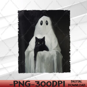 WTMWEBMOI066 05 44 Halloween Black Cat Ghost Spooky Season Costume PNG, Digital Download