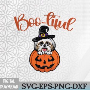 WTMWEBMOI066 09 120 Boo-tiful, Halloween Dog, Dog and pumpkin,Halloween mood Svg, Eps, Png, Dxf, Digital Download