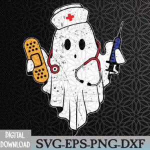 WTMWEBMOI066 09 122 Nurse Ghost Scrub Top Halloween Costume Svg, Eps, Png, Dxf, Digital Download