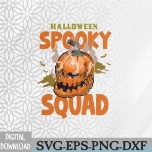 WTMWEBMOI066 09 136 Pumpkin Skull Halloween Spooky Squad Graphic Svg, Eps, Png, Dxf, Digital Download