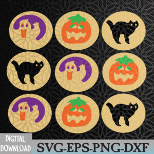 WTMWEBMOI066 09 148 Halloween Cookies Ghost Pumpkin Cat Halloween Sugar Cookie Svg, Eps, Png, Dxf, Digital Download
