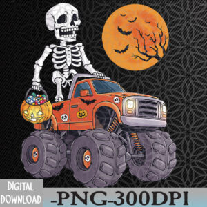 WTMWEBMOI066 09 152 Halloween Skeleton Riding Monster Truck Funny Svg, Eps, Png, Dxf, Digital Download