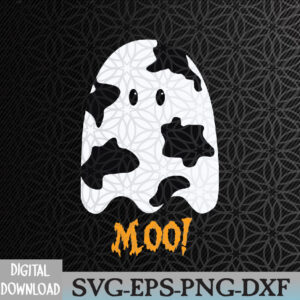 WTMWEBMOI066 09 165 Moo! Cute Funny Cow Print Ghost Halloween Svg, Eps, Png, Dxf, Digital Download