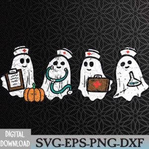 WTMWEBMOI066 09 167 Ghost Nurses Halloween Crew Funny Costume Scrub Svg, Eps, Png, Dxf, Digital Download