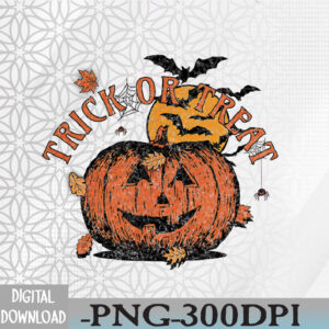 WTMWEBMOI066 09 181 Halloween Trick or Treat Pumpkin with Bats and Leaves Svg, Eps, Png, Dxf, Digital Download