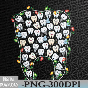 WTMWEBMOI066 09 182 Funny Tooth Teeth Christmas Dentist Hygiene Xmas Tree Lights Svg, Eps, Png, Dxf, Digital Download