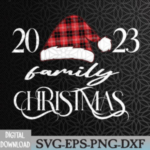 WTMWEBMOI066 09 206 Family Christmas 2023 Santa Hat Buffalo Red Plaid Xmas Funny Svg, Eps, Png, Dxf, Digital Download