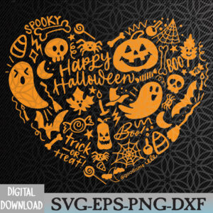 WTMWEBMOI066 09 210 Halloween Cute Fun Pumpkin Holiday Heart Collage Design Svg, Eps, Png, Dxf, Digital Download
