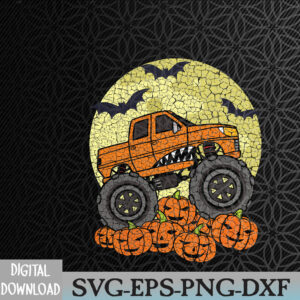 WTMWEBMOI066 09 239 Monster Truck Halloween Jack O Lantern Moon Pumpkin Svg, Eps, Png, Dxf, Digital Download