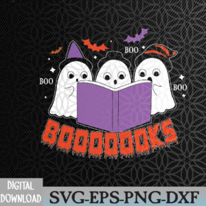WTMWEBMOI066 09 29 Ghost Books Funny Ghost Book Nerd Teacher Librarian Bookworm Retro Halloween Booooks Svg, Eps, Png, Dxf, Digital Download