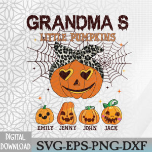 WTMWEBMOI066 09 334 Grandma Halloween Grandma's Little Pumpkins Personalized Names Halloween Grandma Mimi Nana Custom Grandkid Names Svg, Eps, Png, Dxf, Digital Download