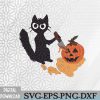WTMWEBMOI066 09 46 Funny Halloween What? Black Cat Knife Pumpkin -GG Svg, Eps, Png, Dxf, Digital Download