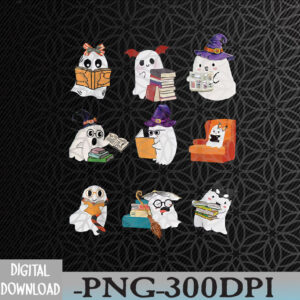 WTMWEBMOI066 09 56 Ghosts Reading Books Halloween Librarian Cute Boooks PNG, Digital Download