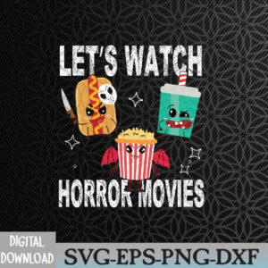 WTMWEBMOI066 09 87 Retro Lets Watch Horror Movies Cute Halloween Costume Svg, Eps, Png, Dxf, Digital Download