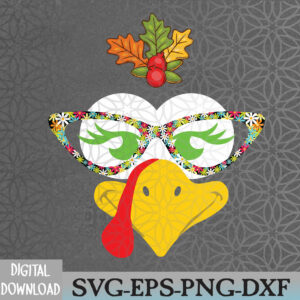 WTMNEW2024 09 17 Thanksgiving Funny Turkey Face Colorful Floral Sunglasses Svg, Eps, Png, Dxf, Digital Download