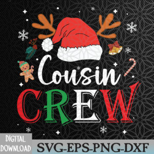 WTMWEBMOI066 09 38 Christmas Cousin Crew Reindeer Santa Hat Lights Svg, Eps, Png, Dxf, Digital Download