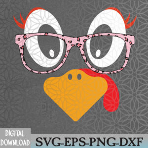 WTMWEBMOI066 09 58 Thanksgiving Turkey Face Leopard Print Glasses Svg, Eps, Png, Dxf, Digital Download
