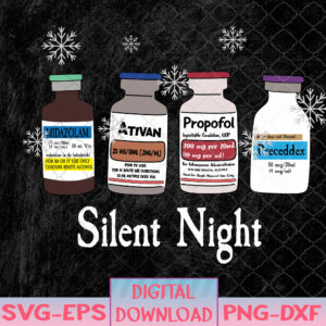 WTMNEW1512 08 25 Retro Silent Night ICU Nurse Christmas Intensive Care Unit Svg, Eps, Png, Dxf, Digital Download
