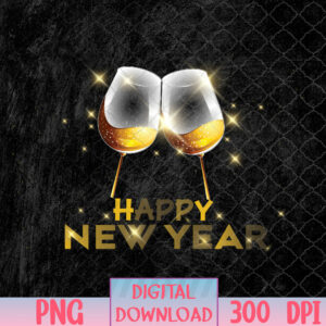 WTMNEW1512 08 30 Happy New Year 2024 New Years Eve Fireworks Glasses Of Wine PNG, Digital Download