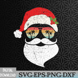 WTMNEW2024 09 115 Santa Face Retro Sunglasses Hawaii Christmas Xmas Tropical Svg, Eps, Png, Dxf, Digital Download