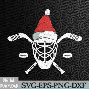 WTMNEW2024 09 201 Ice Hockey Goalie Funny Christmas Santa Hat Hockey Player Svg, Eps, Png, Dxf, Digital Download