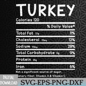 WTMNEW2024 09 25 Turkey Nutrition Facts Funny Thanksgiving Food Christmas Svg, Eps, Png, Dxf, Digital Download