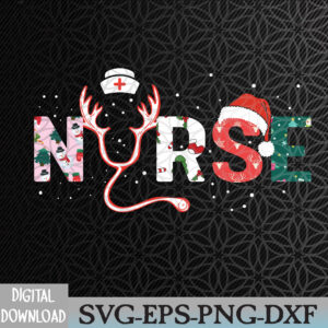 WTMNEW2024 09 27 Nurse Christmas Stethoscope Nurses Xmas Scrub Top Women Svg, Eps, Png, Dxf, Digital Download