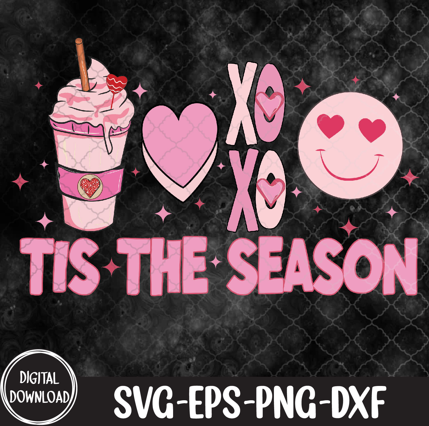 WTMNEW1512 09 22 Tis the Season Valentines Day Coffee Latte Heart XoXo, Valentines Day svg, Svg, Eps, Png, Dxf